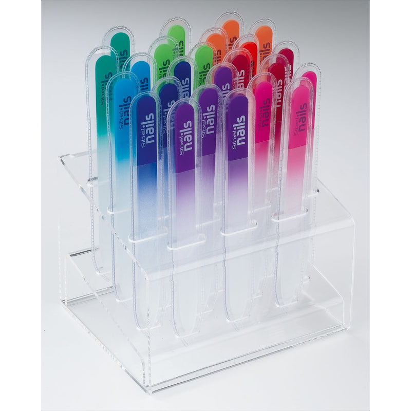 Sibel Glazen nagelvijl met etui 14cm Display 24 stuks