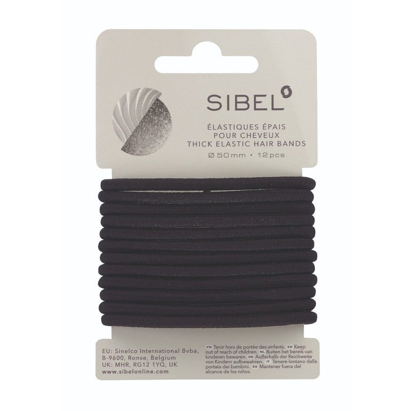 Sibel Elastische Haarbandjes Zwart Dik 12 stuks