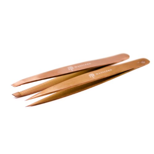 Magic Pro Rosé Gold Set - Inclusief etui - Epileer pincet - Point pincet - Cadeau set - Wenkbrauwen epileren