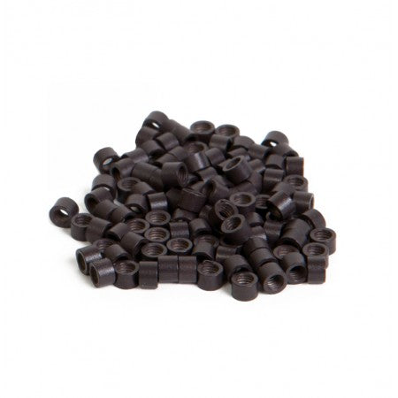 Seiseta Donker koffie Aluminium microringen met siliconen 150 stuks