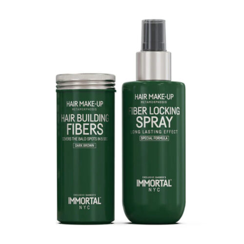 Immortal NYC Hair Building Fibers 20g & Fibers Locking Spray 150ml 2 in 1 Set - Dark Brown - Afbeelding 1